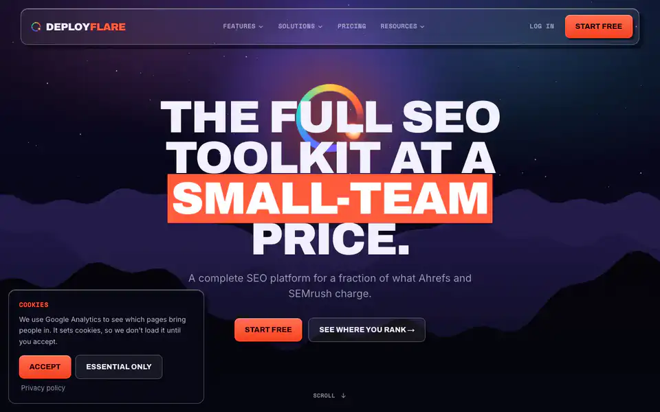 Scrolling the DeployFlare marketing site