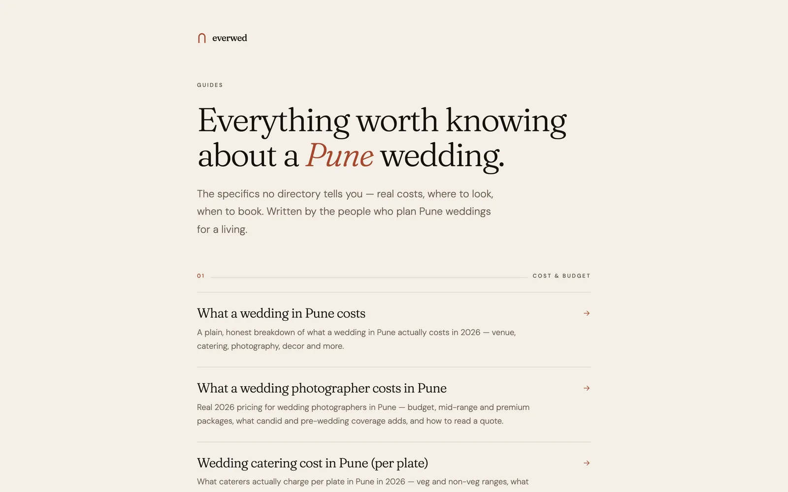 Everwed guides to what a Pune wedding costs